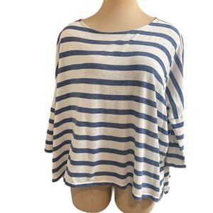 Ralph Lauren Black Label White Blue Stripe Pima Cotton Tunic Top Size Medium